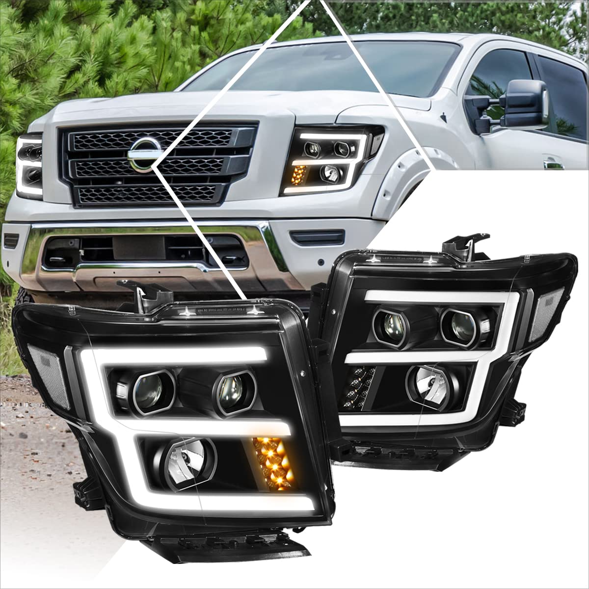 2019 Nissan Titan XD Right Headlight Assembly (Chrome Bezel – RH)